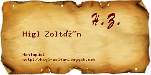 Higl Zoltán névjegykártya
