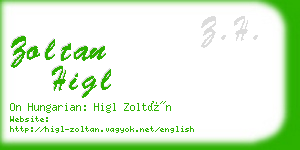 zoltan higl business card